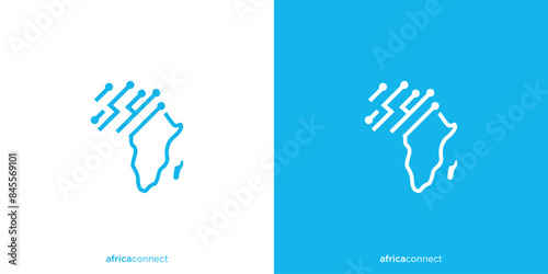 Africa Connect Logo Design. Africa Circuit Data Technology Logo, Icon, Symbol, Vector, Design Template.