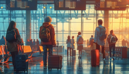 An image of travelers with passports and luggage at an international airport, illustrating the ease and frequency of cross-border travel interconnected world