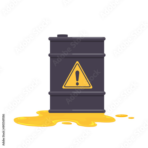 Hazardous materials container with chemical spill vector icon symbol