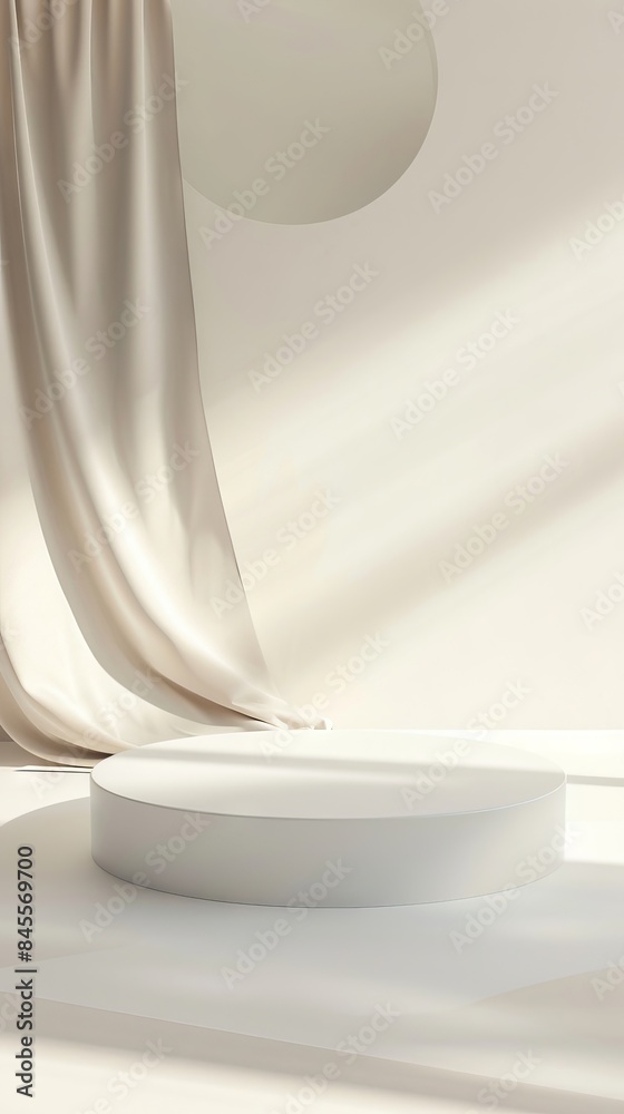 3D White Platform with Copy Space Background