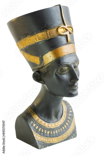 Foto Side view, bust of Egyptian queen Nefertiti, isolated on transparent background