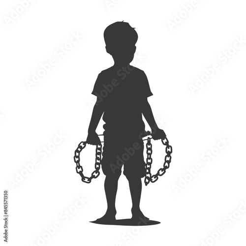 Boy Silhouette Holding Chains: Burden of Heritage or Imagination.