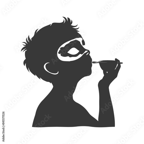 Masked Boy Silhouette: Whistle Blowing, Playful Profile.