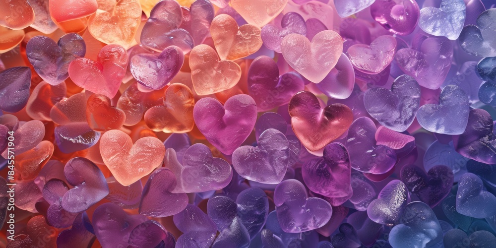 Fototapeta premium Multicolored Heart background. Valentine Wallpaper with Pale Violet love hearts