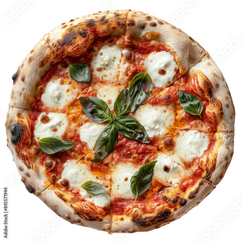 Margherita Pizza with Basil Leaves photo