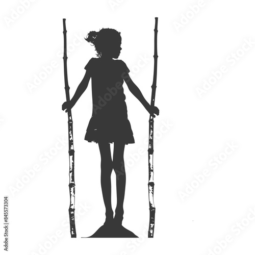 Silhouette of a Girl on Bamboo Stilts: Childhood Play and Balance