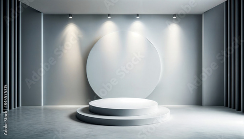 Piattaforma Espositiva Modernista con Elementi di Design Circolari