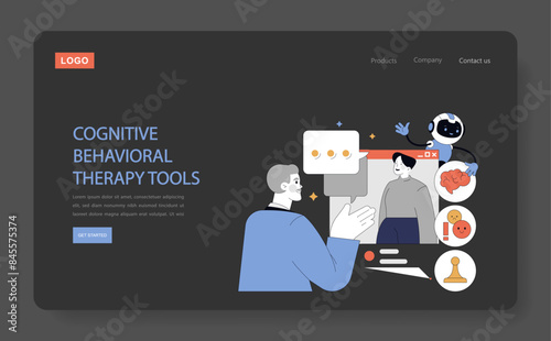 AI In Psychology. Flat Vector Illustration