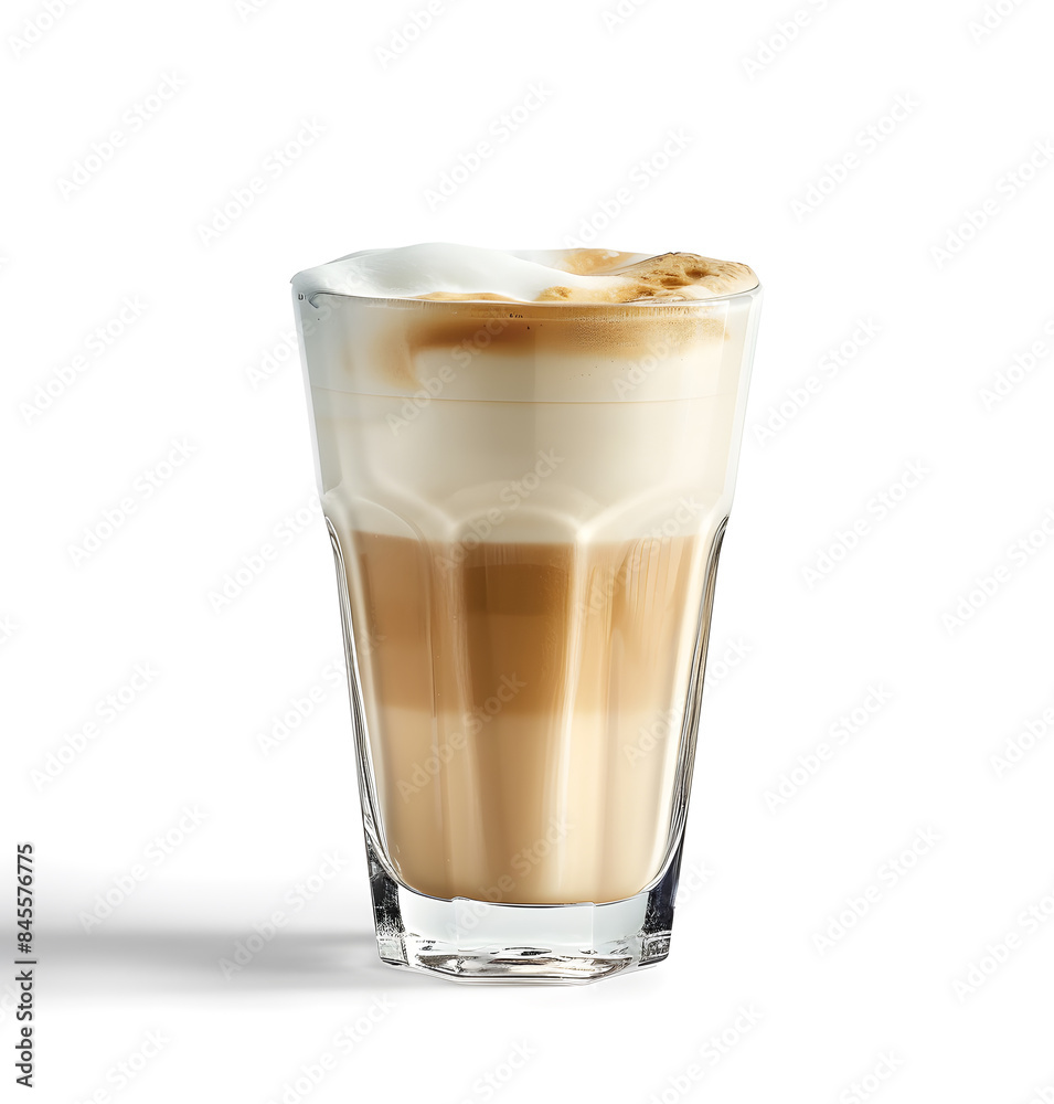 Cappuccino coffee with foam in a glass Cappuccino coffee with foam in a glass