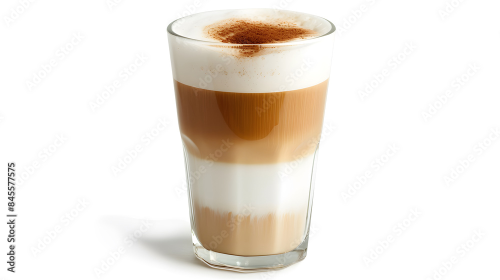 Cappuccino coffee with foam in a glass Cappuccino coffee with foam in a glass