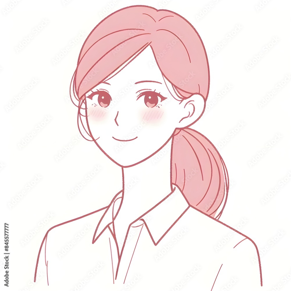 a hand-painted portrait of a beautiful woman with pink hair a hand-painted portrait of a beautiful woman with pink hair