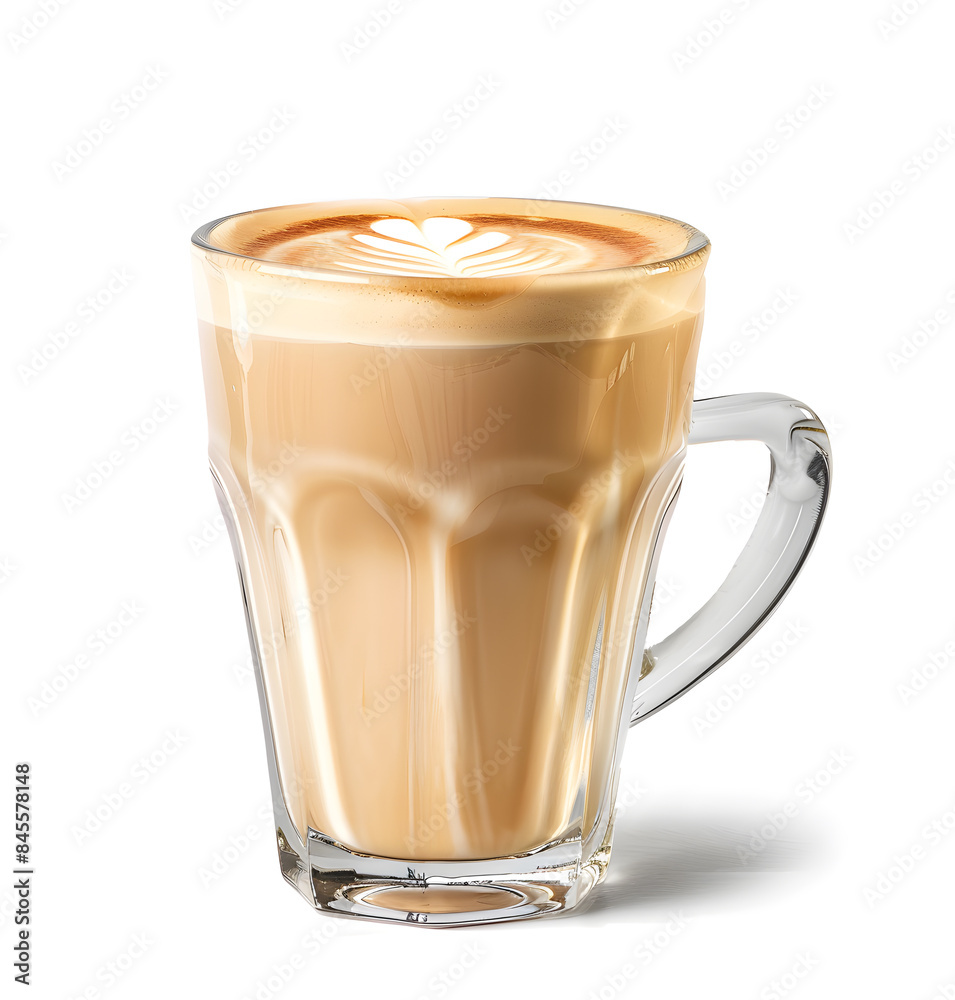 Cappuccino coffee with foam in a glass Cappuccino coffee with foam in a glass