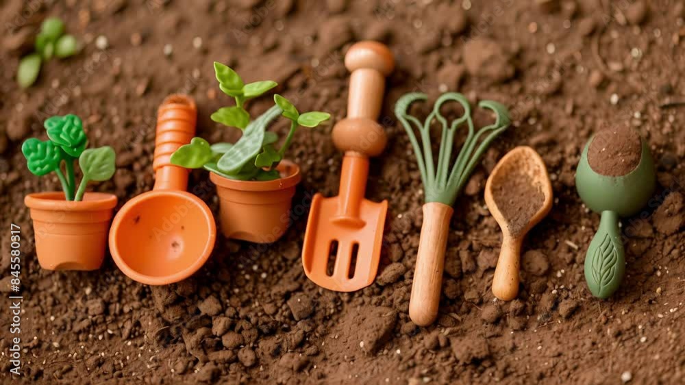 A set of gardening tools made from ecofriendly materials perfect for teaching little ones about sustainability while they play in the dirt.