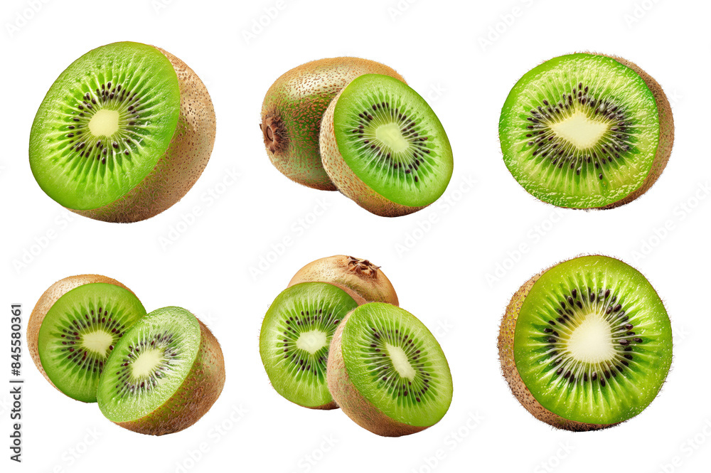 Fototapeta premium Kiwi Collection Bundle Set Isolated on a Transparent Background