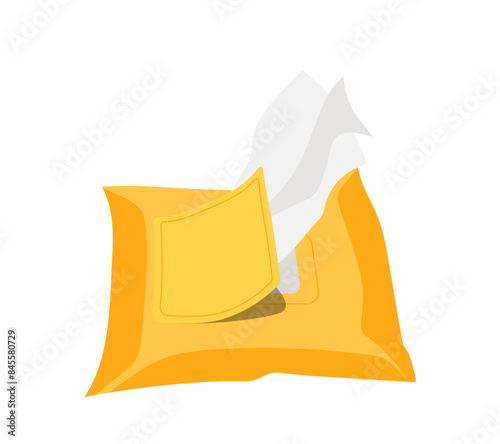 Wet wipes sachet package personal hygiene accessory vector illustration isolated on white background