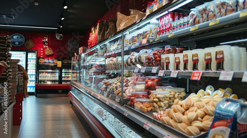 Wallpaper Mural Supermarket aisle with fresh and organized products.
Detail of a Modern Supermarket: Food Products on Display. Torontodigital.ca