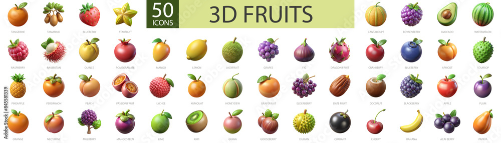 3D Icons of 50 Diverse Fruits for Digital Design and Illustrations isolated PNG transparent background 3D Icons of 50 Diverse Fruits for Digital Design and Illustrations isolated PNG transparent background
