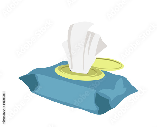 Antibacterial wipes wet napkins pack cartoon vector illustration isolated on white background