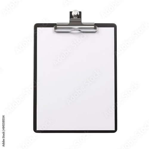 Blank paper on a clipboard isolated on transparent background