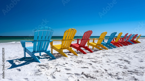 Wallpaper Mural Colorful Beach Chairs Lining the Sunny Seaside Shore Torontodigital.ca