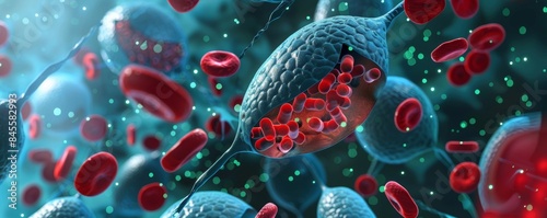 Concept art illustrating nanoparticles delivering therapeutic agents, highlighting advanced nanotechnology in medicine photo