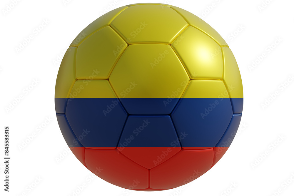 Fototapeta premium Soccer ball with colombian flag isolated on white transparent. Football in Colombia