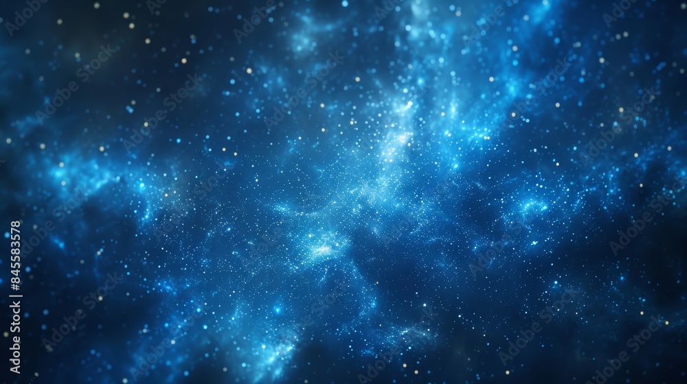 Fototapeta premium A breathtaking view of a starry night sky filled with blue nebula clouds and twinkling stars, evoking a sense of wonder.