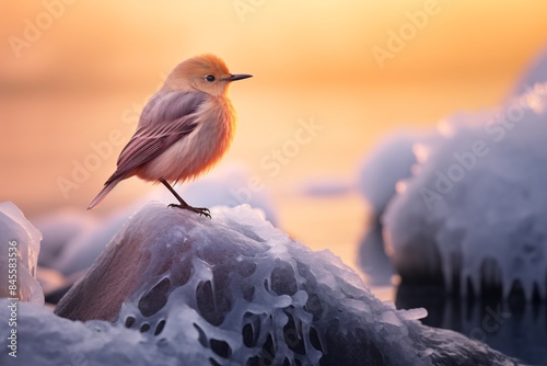 a bird standing on a rock photo