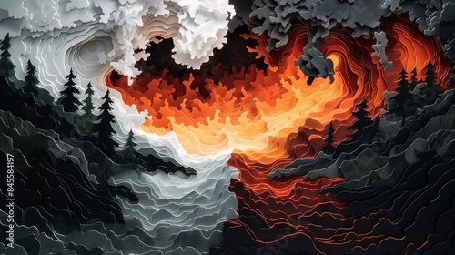 Paper Cut Art of Fire and Ice