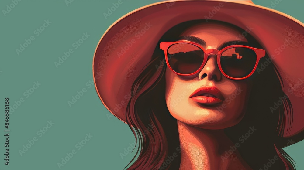 Stylish woman with a hat and sunglasses AI generated Stylish woman with a hat and sunglasses AI generated