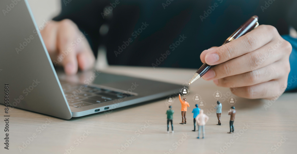 HR management, Leader with idea and innovation the administration of human resources within an organization on recruitment, training, conflict resolution and fostering a productive organizational