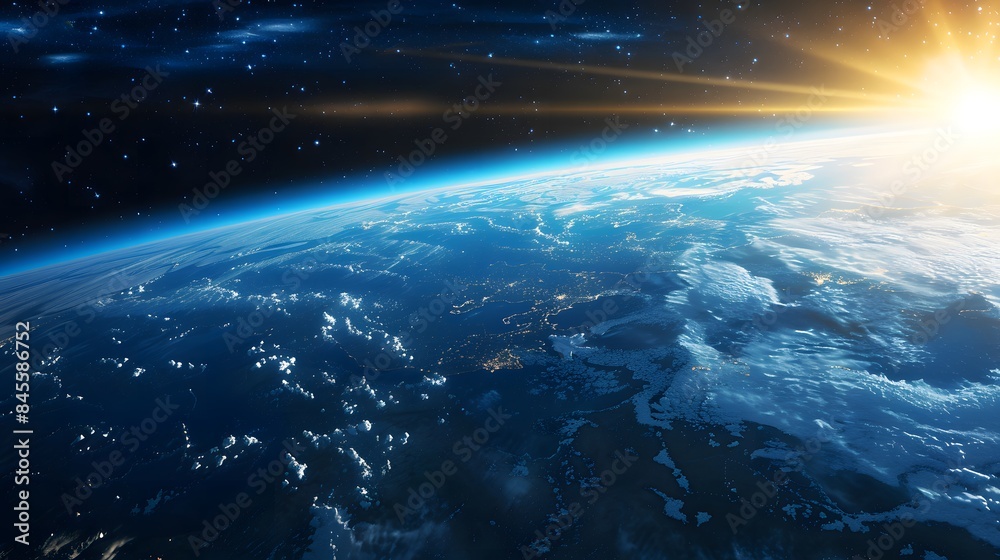 Radiant Earth: Shining Amidst the Cosmos. earth from space with shining background Radiant Earth: Shining Amidst the Cosmos. earth from space with shining background