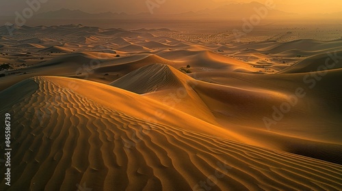 Desert Dunes at Sunset with Golden Hues