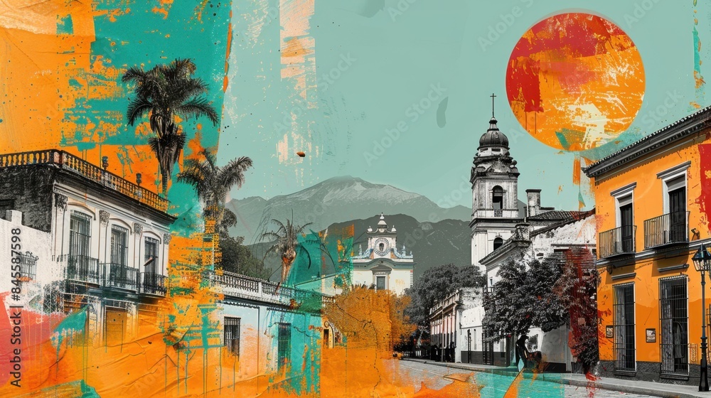 Fototapeta premium Colonial Architecture and Cultural Festivals in Córdoba Art Collage