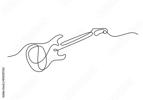 Guitar continuous line drawing. Music instrument concept. Vector illustration minimalist design.