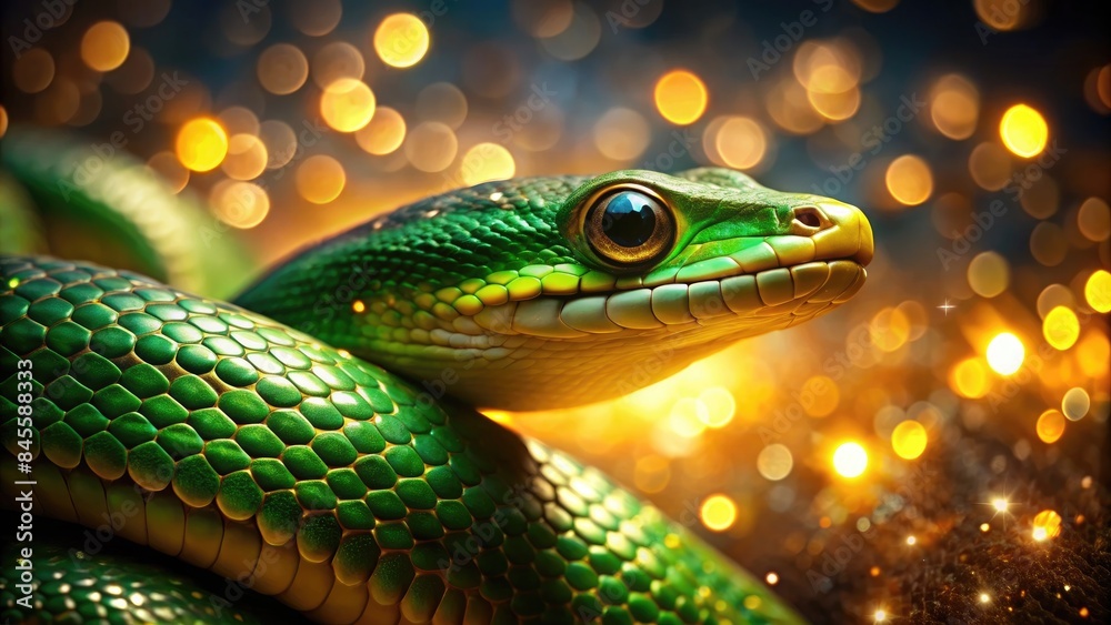 Fototapeta premium A New Year's card, a banner, a snake - the symbol of 2025. Chinese calendar. New Year's background.