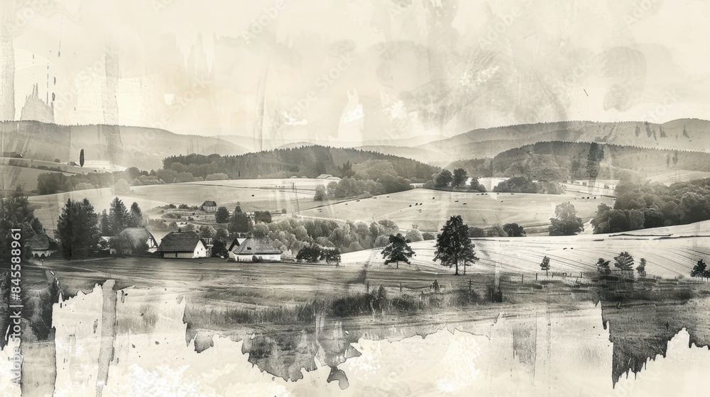 Idyllic Polish Landscape Art Collage


