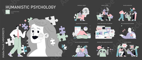 Humanistic Psychology. Flat Vector Illustration