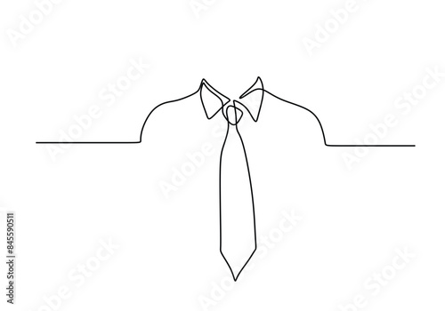 Collar with necktie continuous line drawing. Business and fashion style concept Vector illustration.