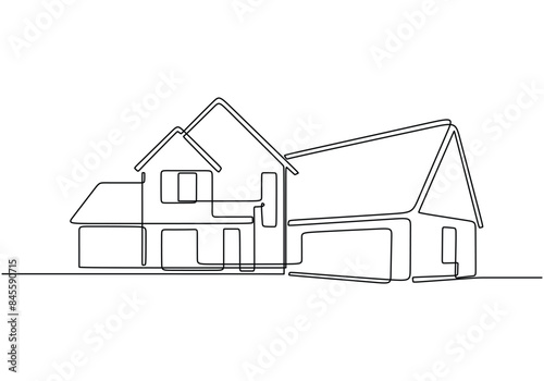 Big house continuous line drawing. Property building and architecture concept vector illustration.