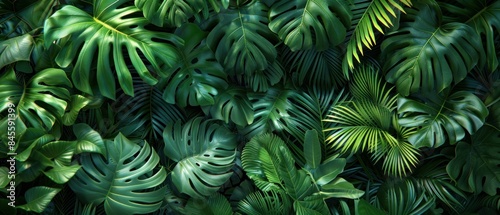 Wallpaper Mural Dense foliage of lush green leaves, creating a tropical backdrop. Torontodigital.ca