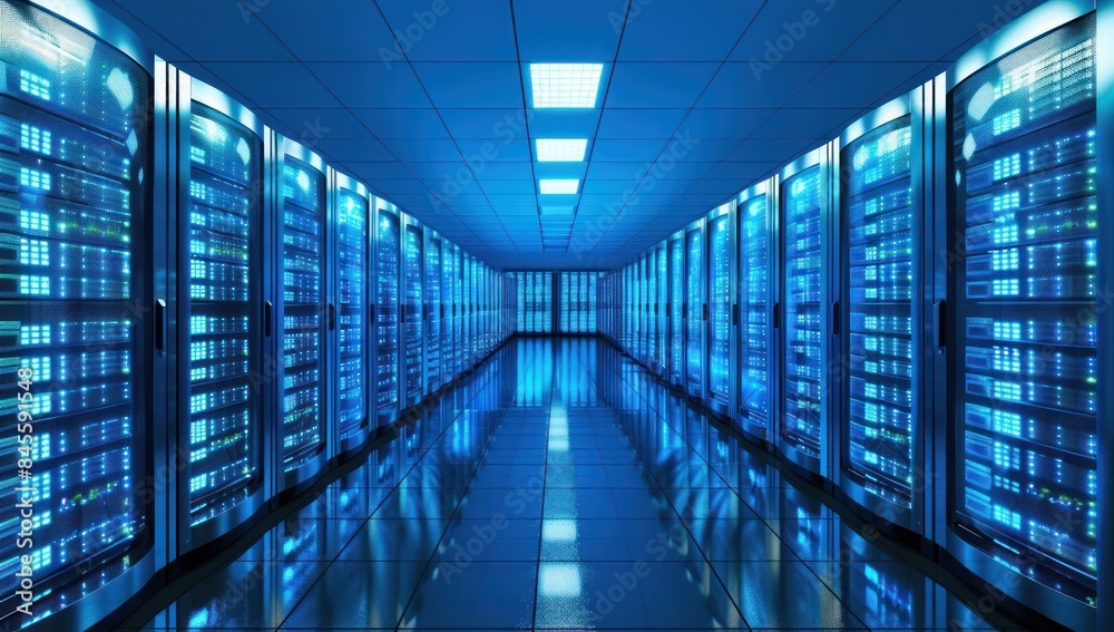 Server Room Interior: Rows of Data Storage Units Server Room Interior: Rows of Data Storage Units