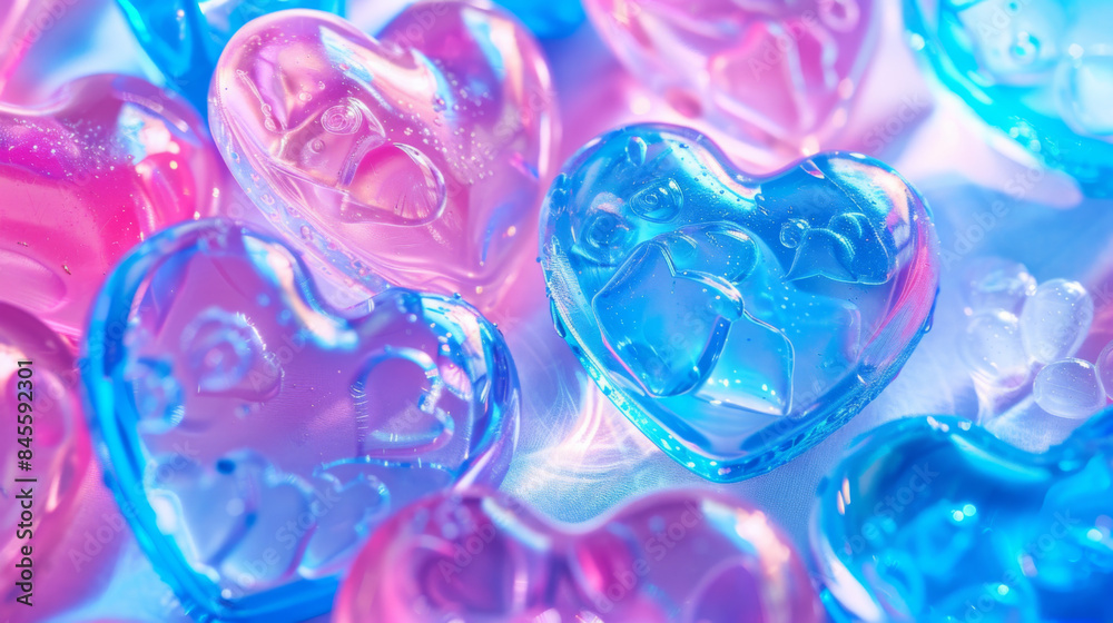 A bunch of heart shaped glass beads in various colors A bunch of heart shaped glass beads in various colors