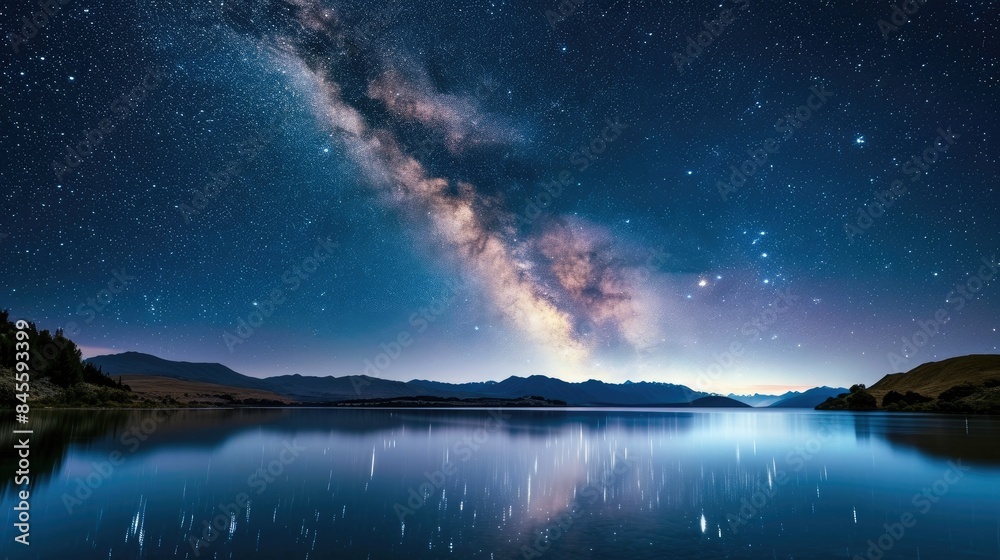 Galactic Mirror: Milky Way Reflected in Tranquil Lake Galactic Mirror: Milky Way Reflected in Tranquil Lake