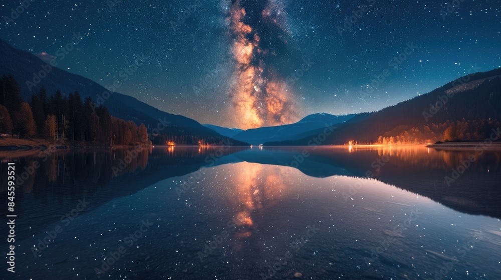 Galactic Elegance: Milky Way's Radiance Captured in a Tranquil Lake