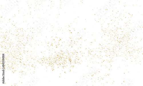 Abstract luxury golden confetti glitter and dust falling down on transparent background. Shiny glittering dust background. Vector illustration.