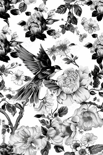 Wallpaper Mural A seamless repeating pattern in black and white Torontodigital.ca