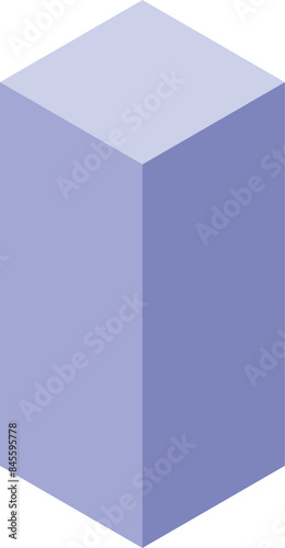 Simple, clean graphic of a light purple rectangular cube standing up on a white background