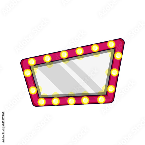 theater makeup mirror frame cartoon. table actor, vanity backstage, lamp banner theater makeup mirror frame sign. isolated symbol vector illustration