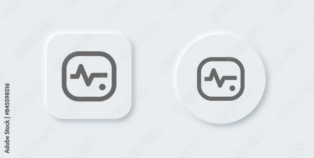 Heart beat line icon in neomorphic design style. Health signs vector illustration. Heart beat line icon in neomorphic design style. Health signs vector illustration.